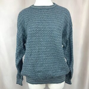Vintage‎ Mens (M/L) Alpaca Knit Sweater Blue Gray BERMAN Ski Grandpa Gorp Cabin